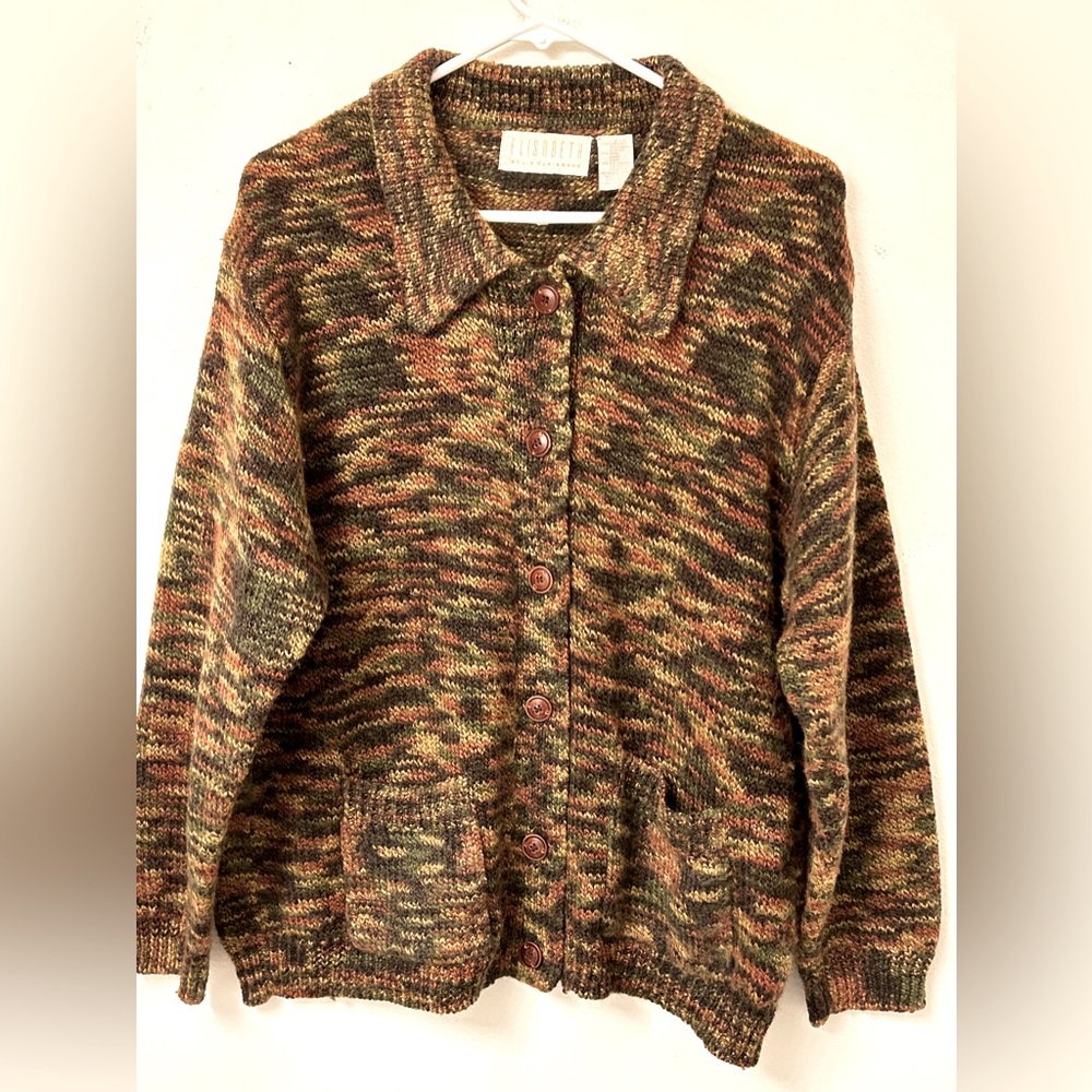 Elisabeth by Liz Claiborne Cardigan Sweater multi colored. Size Large. Over size